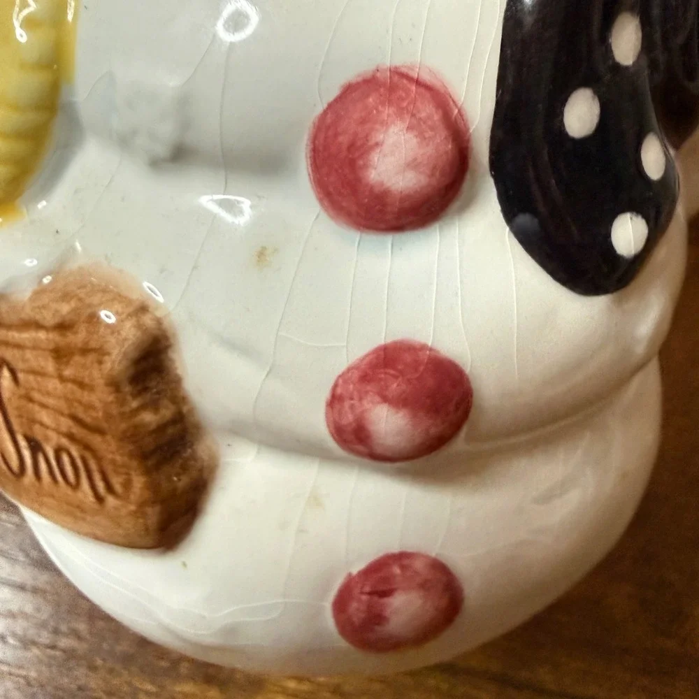 VTG HomeTrends Ceramic Snowman Sugar Creamer Set with Spoon Let‎ It Snow Holiday
